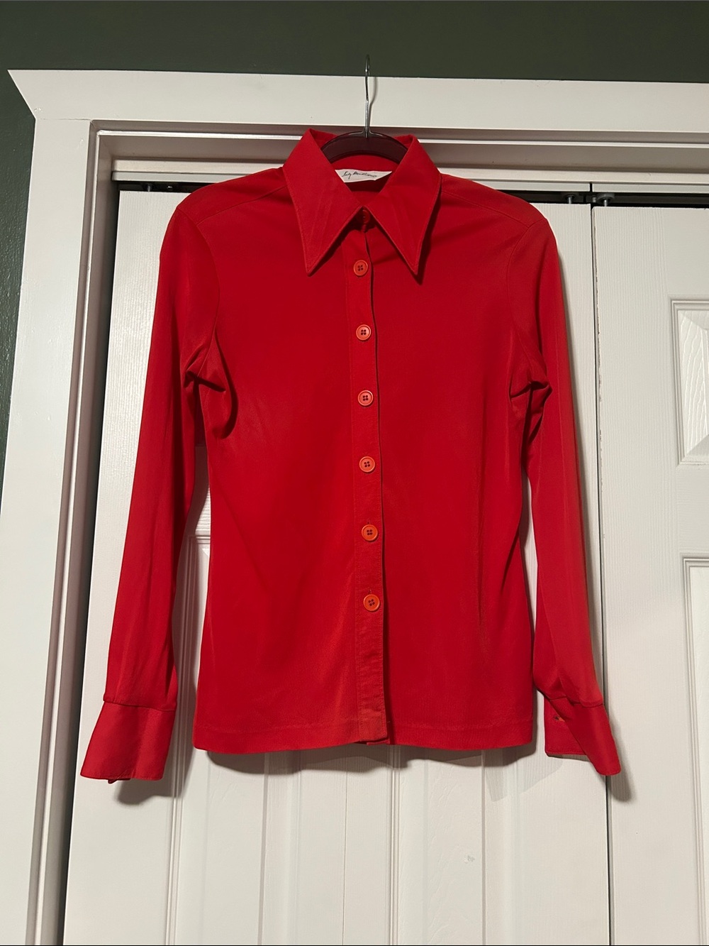 Lady Manhattan Vintage Women's Red Sheer Button-down